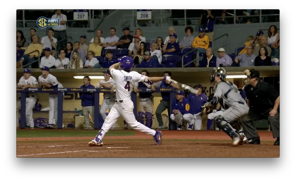 2018-02-16 Josh Smith go-ahead home run Notre Dame vs LSU